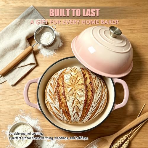 Cast Iron Bread Dutch Oven 6QT Cream Enameled with Lid - Image 7