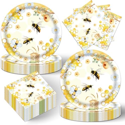 40pcs Bee Themed Birthday Party Decoration, Bumblebee and Honeycomb Plates and Napkins,Suitable for 20 Guests by Unknown