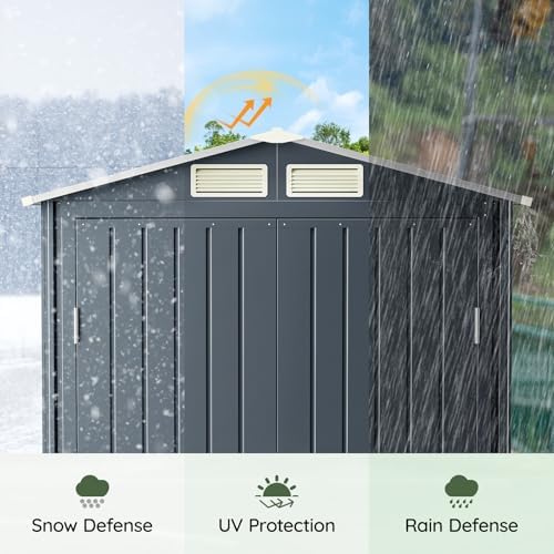 5 x 3 FT Metal Storage Shed for Backyard,Nightblue - Image 6