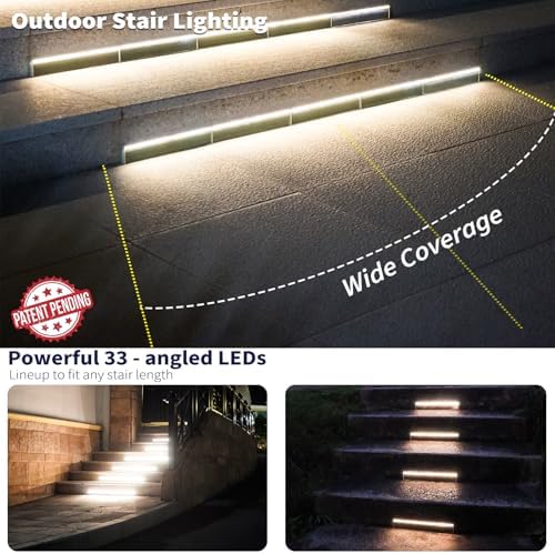 SHONELIGHTING Solar Step Lights Outside, 33 Focused LEDs, Stair Light, 8PK - Image 6