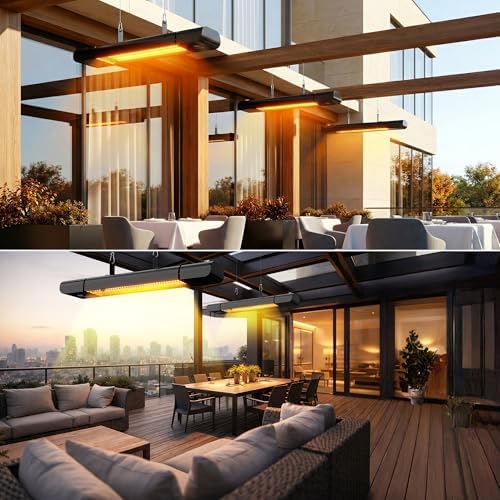 Outdoor Electric Patio Heater, Infrared Electric Patio Heater, Hanging Mounted and Ceiling Mounted Heater for Patio, Garage, Backyard, 1500W, - Image 7