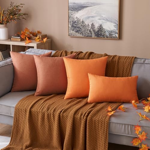 MIULEE Decorative Outdoor Pillow Covers Fall Lumbar 12x20 Rust - Image 6