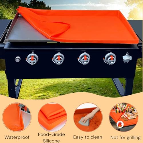 17 Inch Griddle Cover Mat for Blackstone Griddle, Full Wrap-Around Protection Griddle Accessories, Food Grade Silicone Grill Mat, Orange - Image 4