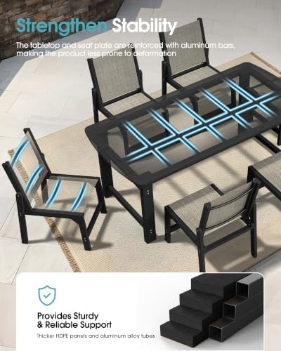 Ciokea HDPE Outdoor Dining Chair, Patio Stackable Porch Chairs, Black - Image 4