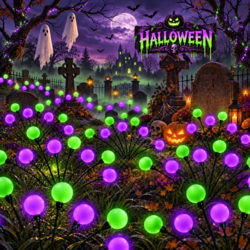 OZS 6Pack 48LED Solar Firefly Halloween Lights Outdoor for Party Decor by OZS
