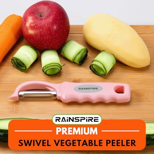 Rainspire Vegetable Peeler Potato Peelers for Kitchen, Sharp Stainless Steel Blades Veggie, Comfortable Handle Fruit Peeler, Carrot Peeler Apple Peeler Dishwasher Safe (1, Pink) - Image 7