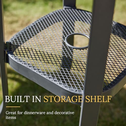 VICLLAX 35.5" Round Outdoor Bar Table, Bar Height Patio Table with Adjustable Umbrella Hole for Balcony, Grey Wood-Like - Image 4