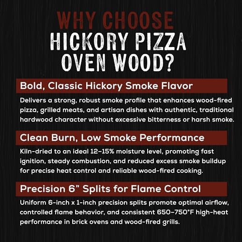 Hickory Pizza Oven Wood, 6" Kiln-Dried Hickory Hardwood - Image 4