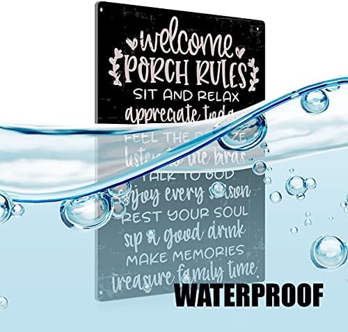 BEASTZHENG Vintage Welcome Patio Porch Rules Sign Tin Signs Wall Art Decor - Image 3