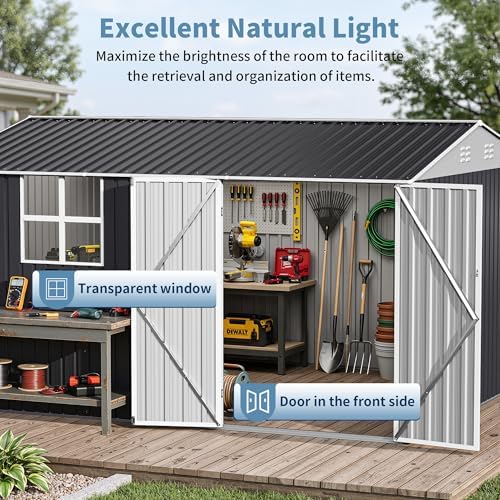 AirWire 12x10 FT Outdoor Metal Storage Shed with Window - Image 5