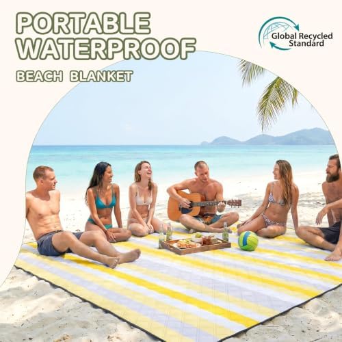 Genovega Waterproof Beach Blanket Picnic Outdoor Mat Rug Extra Large Portable Umbrella Wagon Folding Pop Tent Sun Shelter Shade Canopy Ball Cart Cool Cabana Anchor Fan Mesh Bag Tote Toallas Manta - Image 3