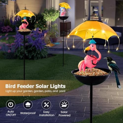 Solar Bird Feeders for Outdoors, Flamingo Garden Decor with LED Light - Image 5