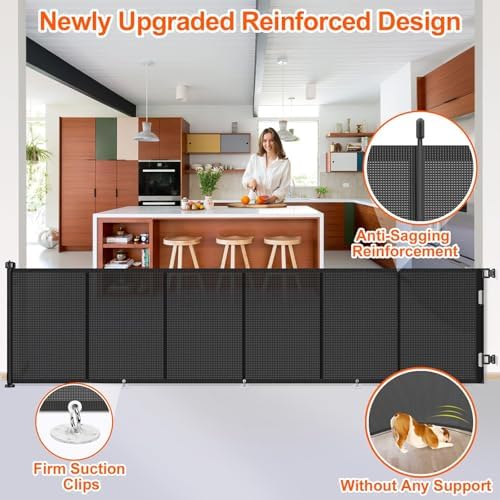 EZIGO 150 Inch Retractable Baby Gates Extra Wide Reinforced Baby Dog Gate - Image 3