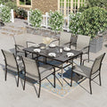 HERA'S HOUSE 7pc Outdoor Patio Dining Set for 6, Textilene Chairs, Brown by HERASHOUSE