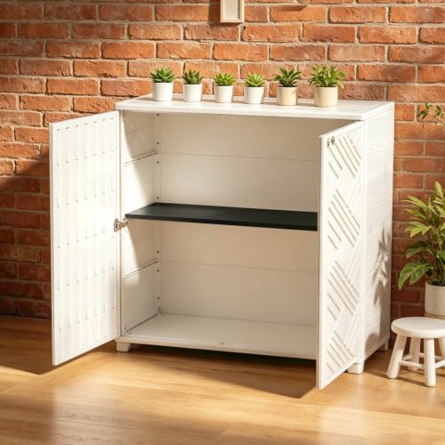 Mrosaa Outdoor Indoor Storage Cabinet,Resin Cabinet Waterproof White - Image 6
