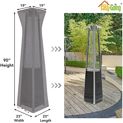 Easy-Going Pyramid Torch Patio Heater Cover, 90"H x 23"L x 23"W, Grey - Image 2