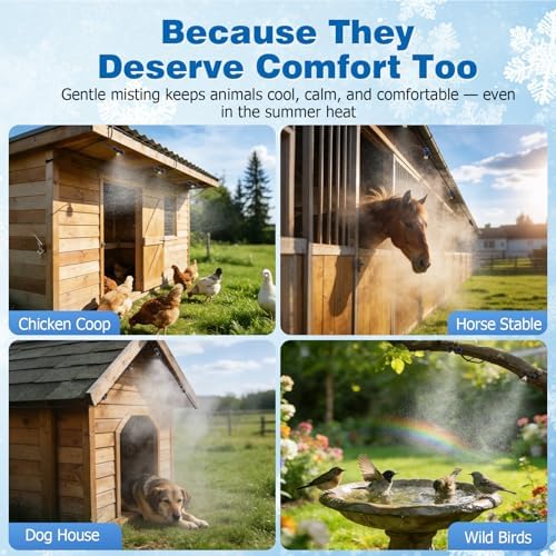 Mellbree Misters for Outside Patio 80FT/24M, Pre-Assembled Misting Cooling System with 24 Brass Nozzles & 3/4" Adapter, Outdoor Mister for Garden, Backyard, Pool, Greenhouse, Play Zone, Trampoline - Image 5