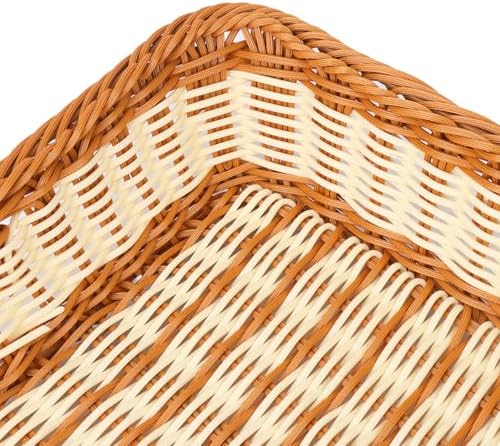 4 Pack 16 inch Poly Wicker Baskets, Two Color Large Wicker Baskets Storage, Rustic, Durable & Easy-Cleaning Bread baskets, for Home, Restaurant & Hotel Use - Image 3