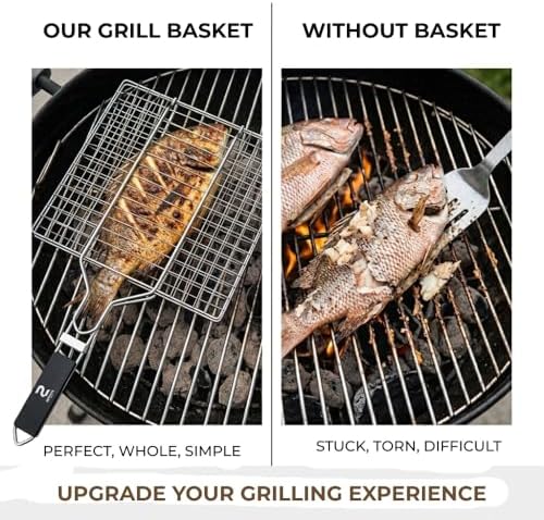 BBQ Grill Basket for Outdoor Cooking, Detachable Handle for Veggies & Meat - Image 4