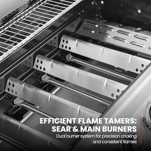 Royal Gourmet GA6402S 6-Burner Propane Gas Grill with Side Burner, Silver - Image 6