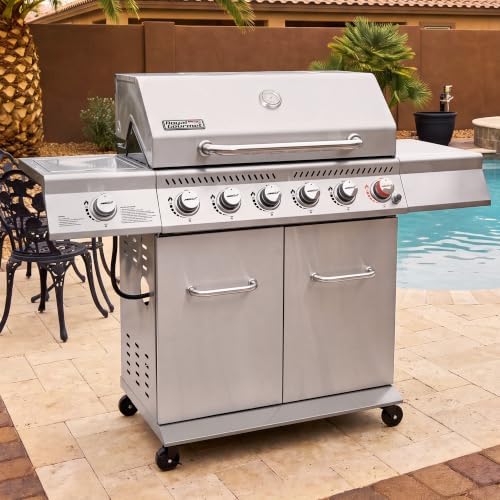 Royal Gourmet GA6402S 6-Burner Propane Gas Grill with Side Burner, Silver - Image 2