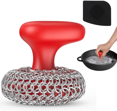 Cast Iron Scrubber Dish Scrub Brush 316 Chainmail Scrubber for Cast Iron by Purgreat