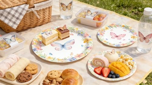 CHANGZHONG 50pcs Spring Butterfly Wildflower Birthday Dinnerware - Image 5
