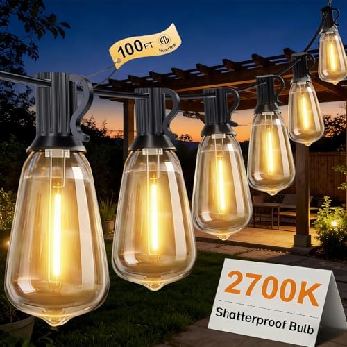 100FT Outdoor String Lights, IP45 Waterproof Patio Lights LED ST38 by Outdoorlights