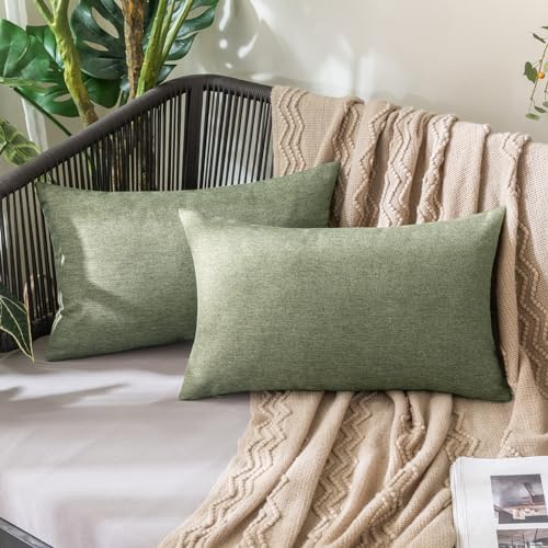 MIULEE Decorative Outdoor Pillow Covers Lumbar Waterproof 12x20 Gray Green by MIULEE