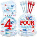 96Pcs Airplane 4th Birthday Party Decoration Serves 24 by Greencian