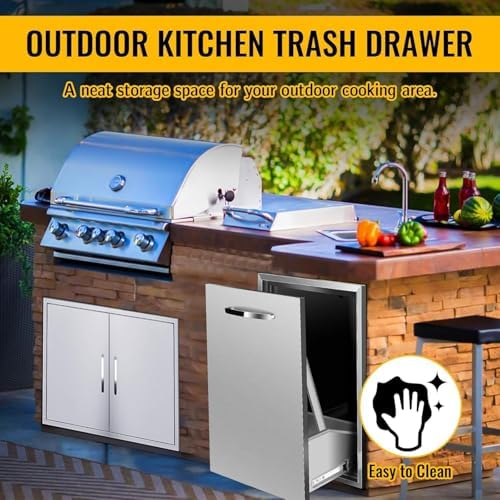 Outdoor Kitchen Drawers, Triple BBQ Drawers Stainless Steel Built-in Drawer For Outdoor Kitchen Island, Patio Grill Station,Trash Drawer - Image 6