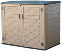 Mrosaa Large Horizontal Storage Sheds,38 cu.ft Resin Garden Shed Weather Resistance,Outdoor Storage Box Lockable for Patio,Backyard,Garden,Home(Brown) by Mrosaa