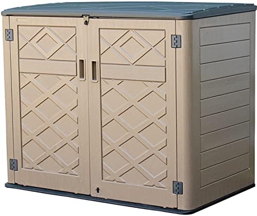 Mrosaa Large Horizontal Storage Sheds,38 cu.ft Resin Garden Shed Weather Resistance,Outdoor Storage Box Lockable for Patio,Backyard,Garden,Home(Brown) by Mrosaa