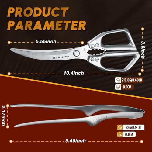Huusk Kitchen Scissors and Cooking Tong, Kitchen Shears Set All Purpose - Image 4