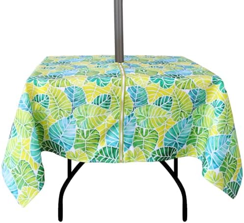 EHouseHome Outdoor and Indoor 60x60 inch Tablecloth with Umbrella Hole and Zipper, Waterproof Zippered Patio Cloths, Spring/Summer Table Covers for Backyard Circular Table/BBQs/Picnic by EHouseHome