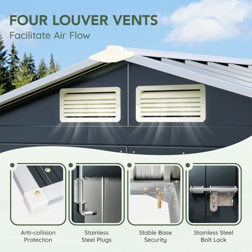 5 x 3 FT Storage Shed with Floor Frame for Backyard,Nightblue - Image 6