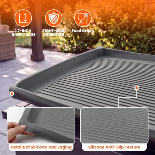 Silicone Griddle Cover Mat for Blackstone 36in, Raised-Edge Gray - Image 4