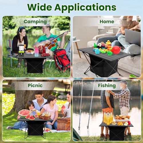 Camping Table with Storage, Lightweight Beach Table, Aluminum Portable Folding Table with Carry Bag for Outdoor, Travel, Picnic, BBQ, Cooking, Sand, RV (L) - Image 6