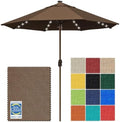 EliteShade USA 10-Year-Non-Fading 10ft Market Patio Umbrella, Commercial Grade Table Sun Umbrella with 80 Solar LED Lights, Crank Open, Windproof & UPF 50+ UV Protection for Garden, Deck, Pool, Backyard, No Tilt, Chestnut by EliteShade