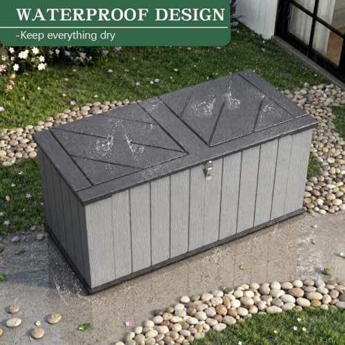 Outdoor Storage Shed, Resin Waterproof Storage Cabinet, Large Deck Box - Image 3