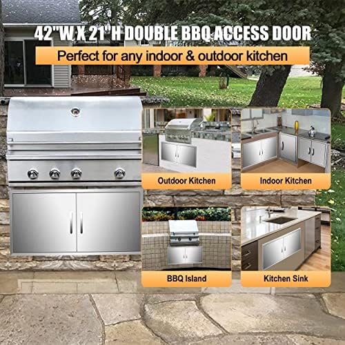 Outdoor Kitchen Doors 42W x 21H Inch Double BBQ Access Doors - Image 3