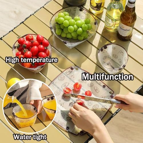 MIUPOO Collapsible Bowl Plate Cup Set,Portable Mess Kit,Food Grade Material Free Folding Plate for Lunch Family Picnic,Collapsible Set of 12, 3 Sizes. - Image 5