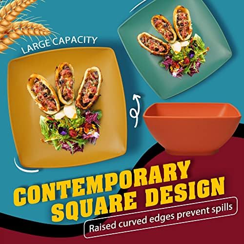 Teivio 48-piece Plates and Bowls Sets, Square Kitchen Dishes Set for 12 - Image 5