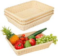 4 Pack 16 inch Poly Wicker Baskets, Rectangle Poly Wicker Break Baskets – Rustic, Durable & Easy-Cleaning for Home, Restaurant & Hotel Use by Geytetqi