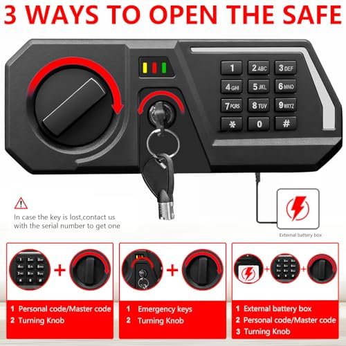 1.3 Cub Small Safes for Home Use Fire and Water Proof, Digital Security Fireproof Safe Box with Combination Lock, Smart Alarm System and Removable Shelf, Fire Safe for Home Documents Valuables - Image 4