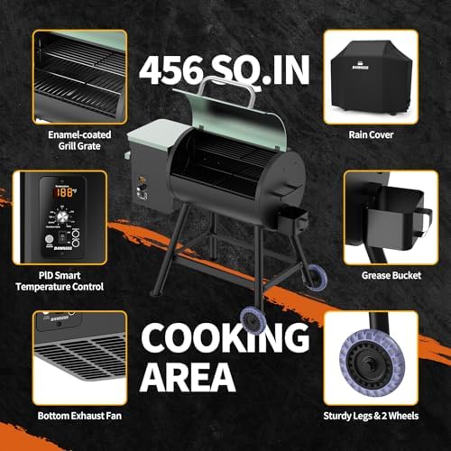 DAMNISS Electric Wood Pellet Grill 8 In 1 BBQ Grills for Outdoor Grill with Auto Feed & PID Temperature Control (180-450°F)456 Sq.In Cook Area Smoker Gills for Backyard New House Gifts - Image 4