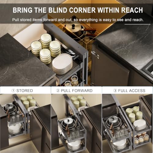 Blind Corner Cabinet Pull Out Organizer, 36" Cabinet, Soft Close - Image 3