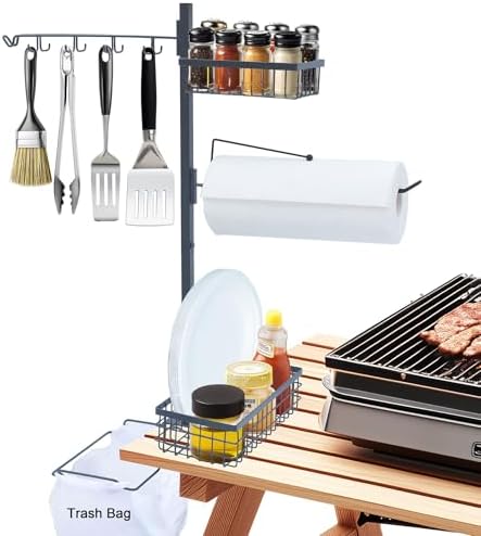 Griddle Caddy for Blackstone, 5-in-1 Outdoor Grill Organizer with Hanging Trash Bag Holder | Grill Tool Holder for Camping BBQ Accessories Storage | Grilling Gifts for Men, Dad, Father's Day by Go-komax