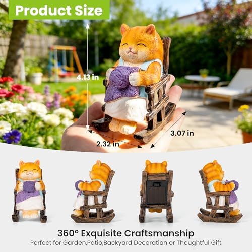 SOWSUN Solar Garden Decor Outdoor Miniature Cat Statue for Patio Yard - Image 4