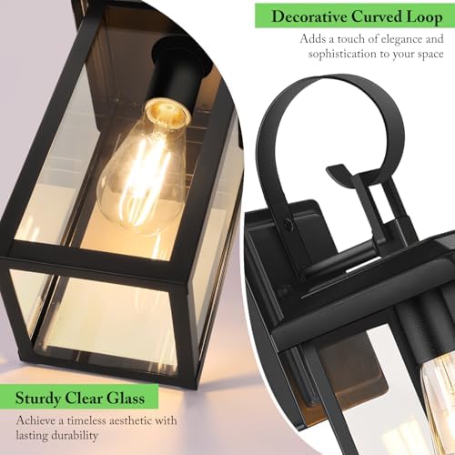 BesLowe 2-Pack 15” Outdoor Wall Light Fixtures, Black Modern Porch Sconces - Image 4